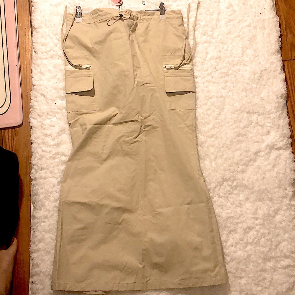 Cider High Waisted Khaki Parachute Skirt S